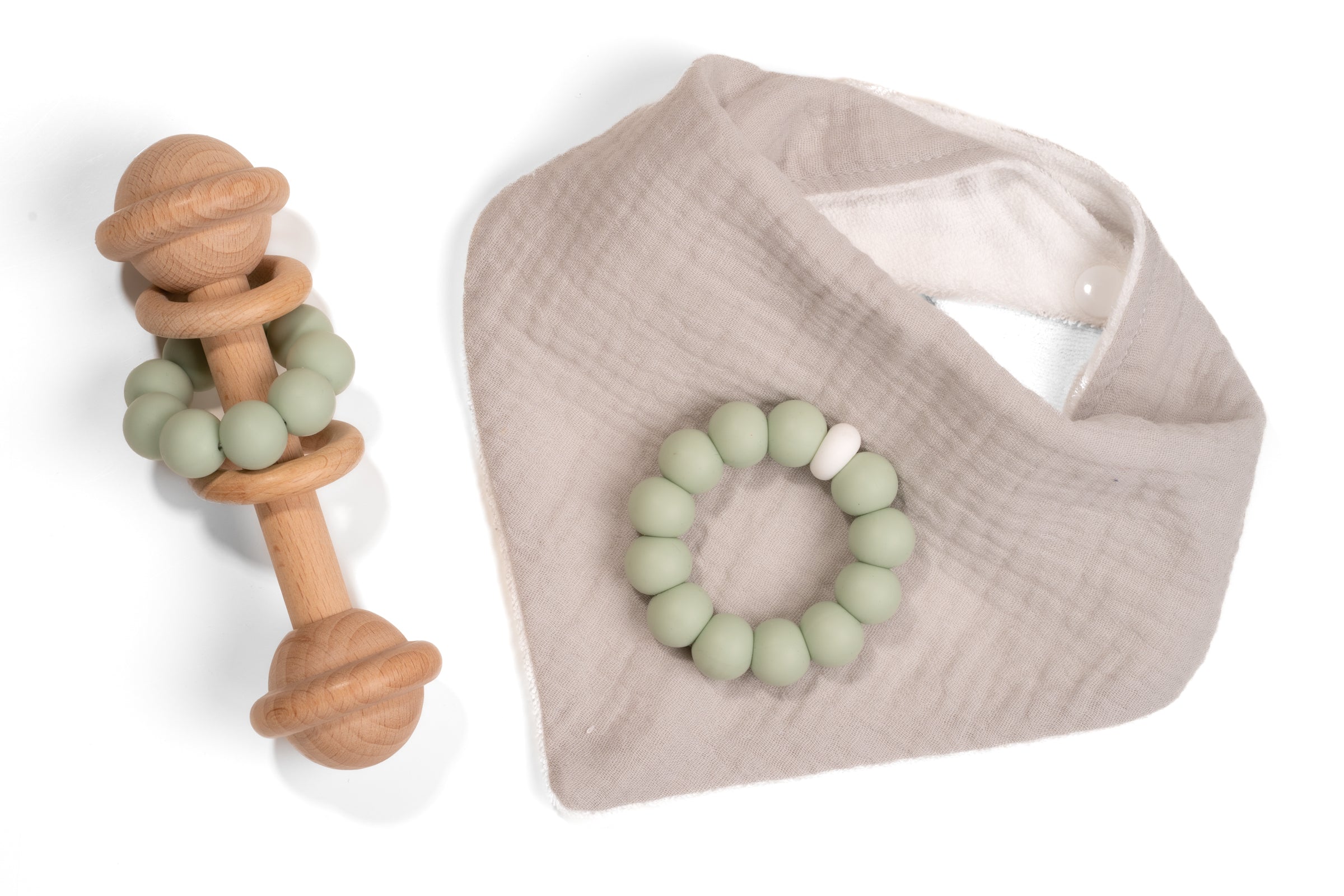 lenolana baby set triangular cloth, rattle teething ring