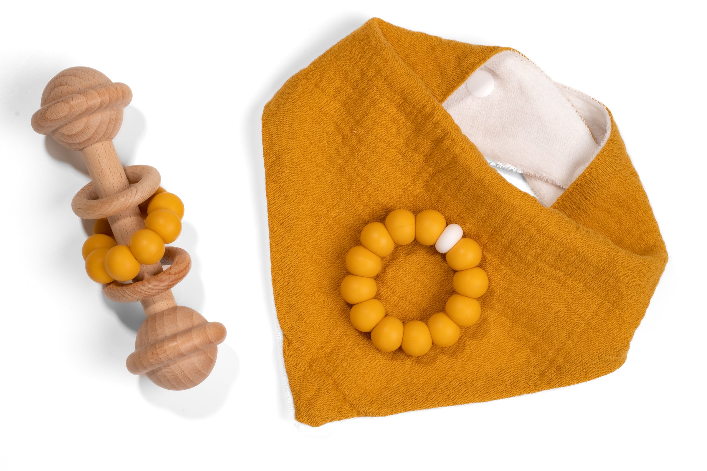 lenolana baby set triangular cloth, rattle teething ring