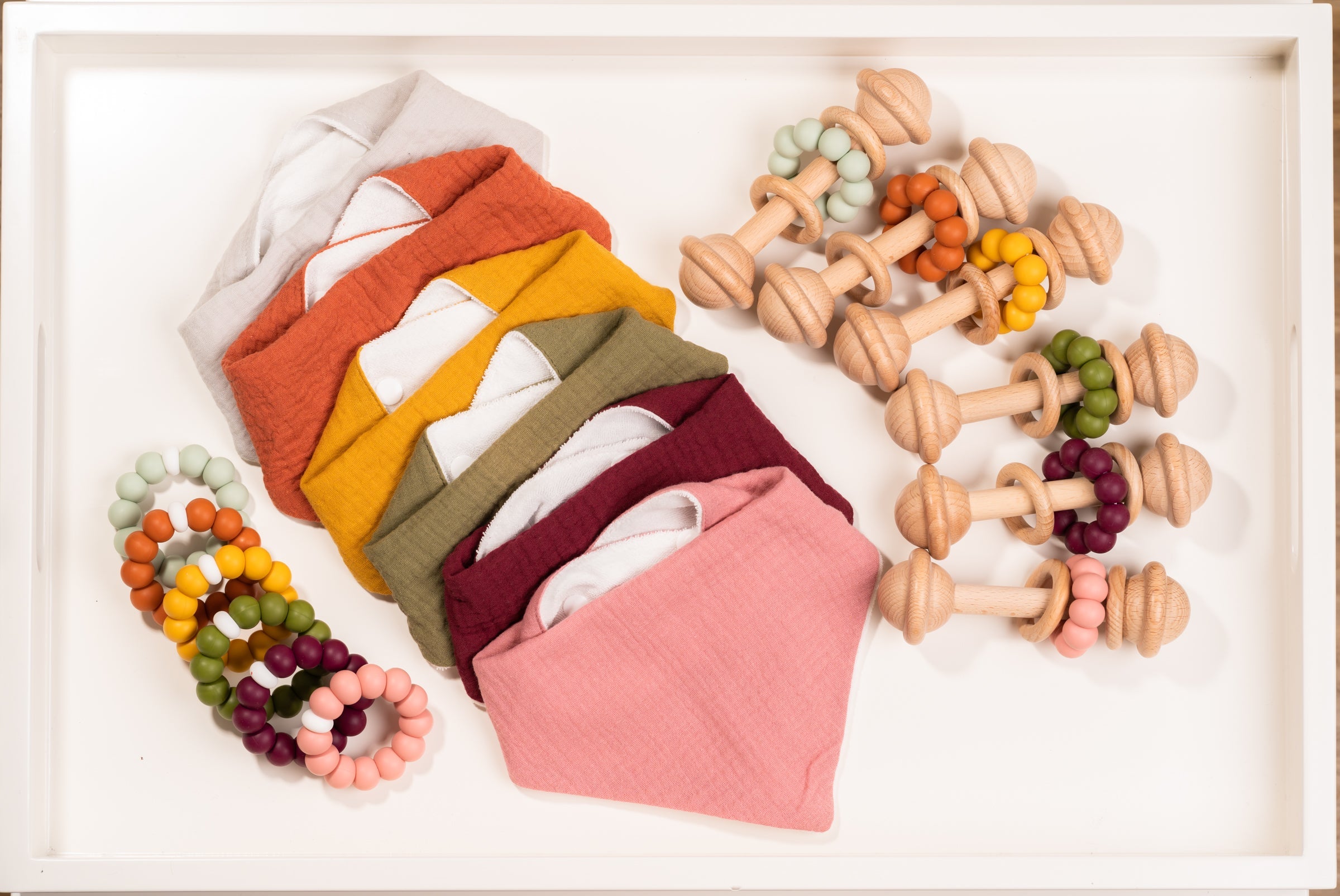 lenolana baby set triangular cloth, rattle teething ring