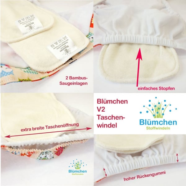 Blümchen Pocket Diaper One Size pressure closure