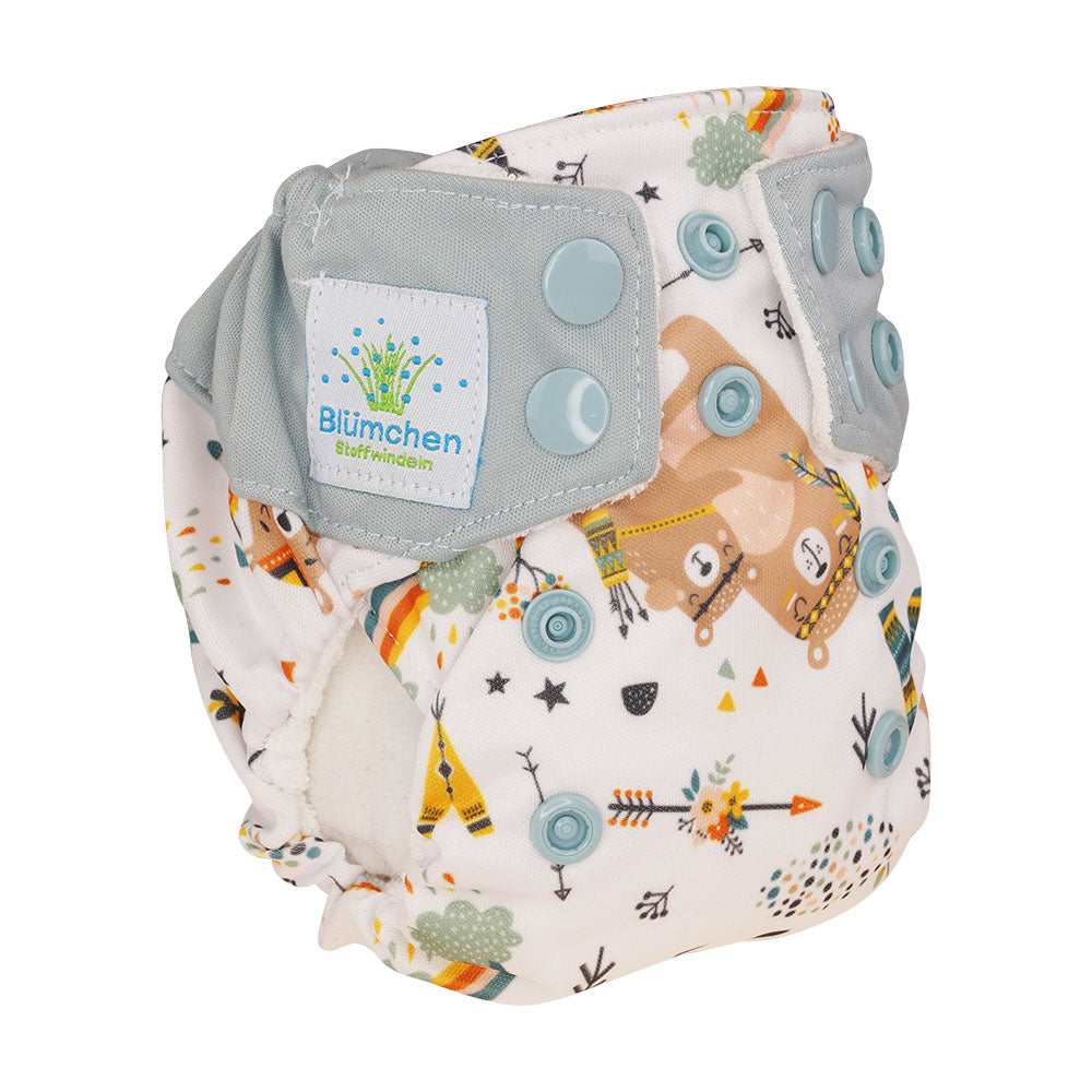 Blümchen Neugeborenen All-in-Taschenwindel Bambus Drucki (2-4kg)