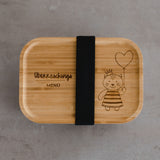 Lenolana snack box for children, stainless steel with bamboo lid