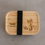 Lenolana snack box for children, stainless steel with bamboo lid