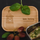 Lenolana snack box for children, stainless steel with bamboo lid