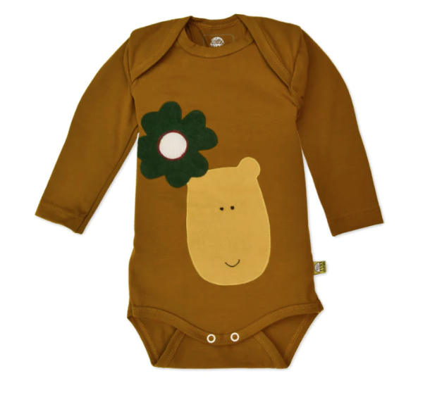 Sticklett baby bodysuit long sleeve neutral brown