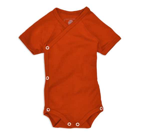 Sticklett baby wrap bodysuit short sleeve grows with your child fiesta red