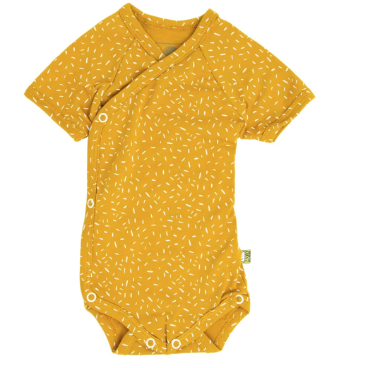 Sticklett baby wrap bodysuit short sleeve grows with your child yellow