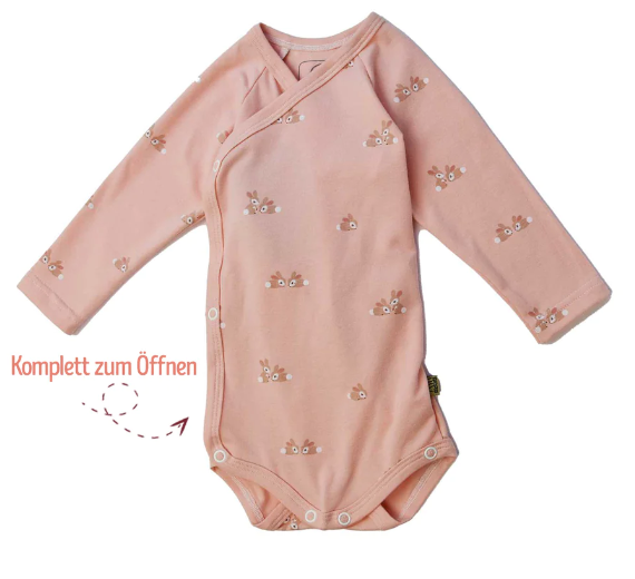Sticklett baby wrap bodysuit long sleeve with rabbits