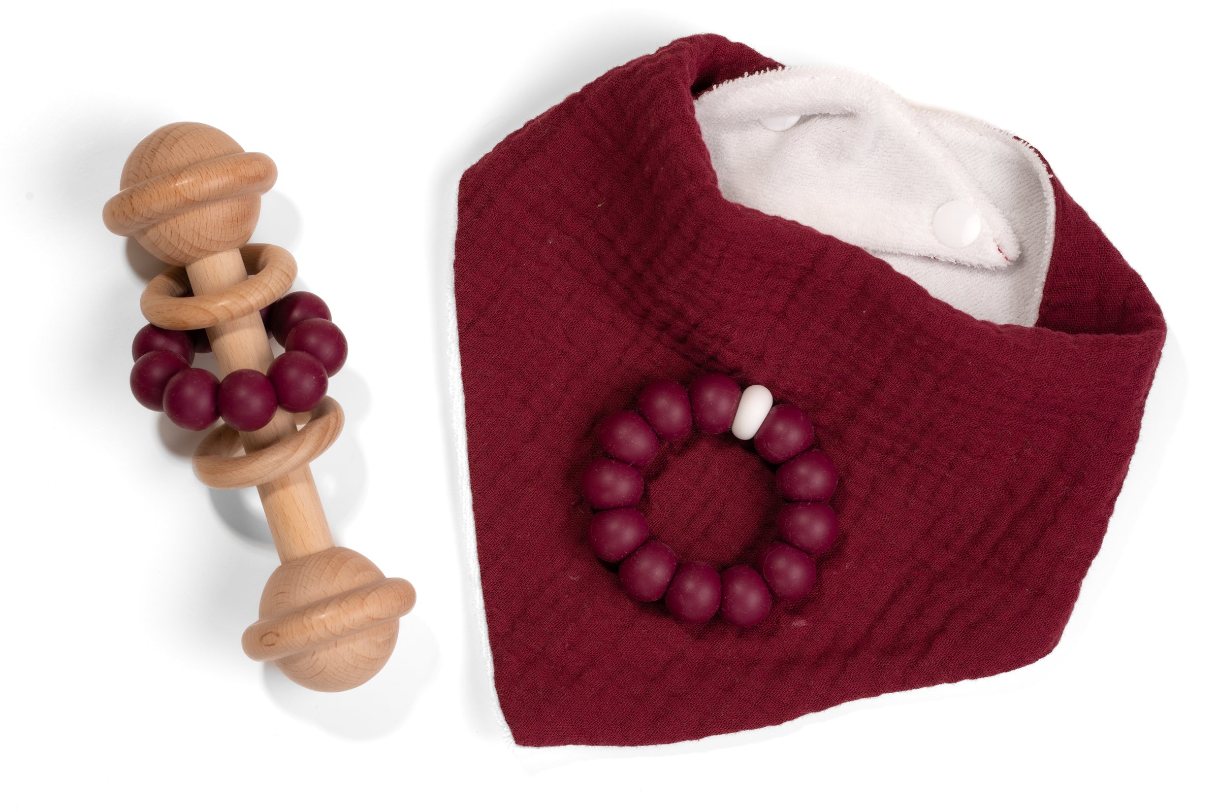 lenolana Baby Set Dreieckstuch, Rassel Beißring
