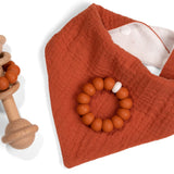 lenolana baby set triangular cloth, rattle teething ring