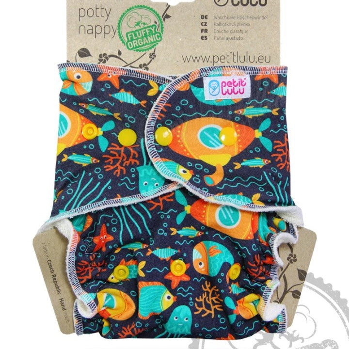Petit Lulu pant diaper "Fluffy Organic" Snaps Onesize 5 - 16 kg